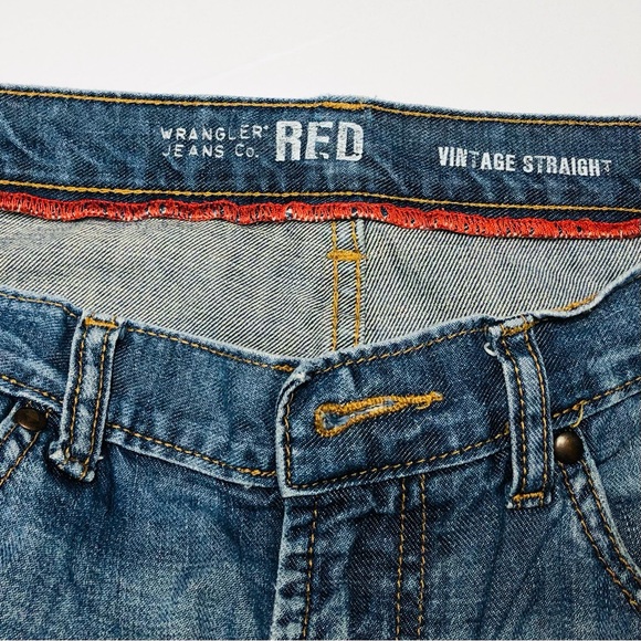 Wrangler Red Vintage Straight Men’s Jeans - Picture 3 of 6
